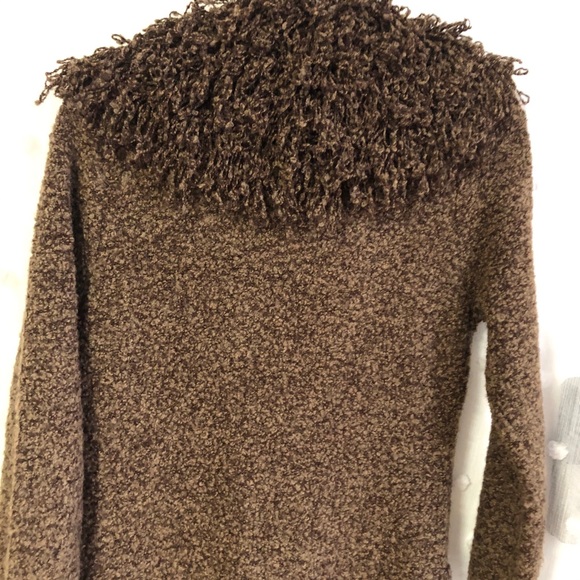 Duster Brown Knit Wool Removable Collar Detailing - Picture 12 of 15